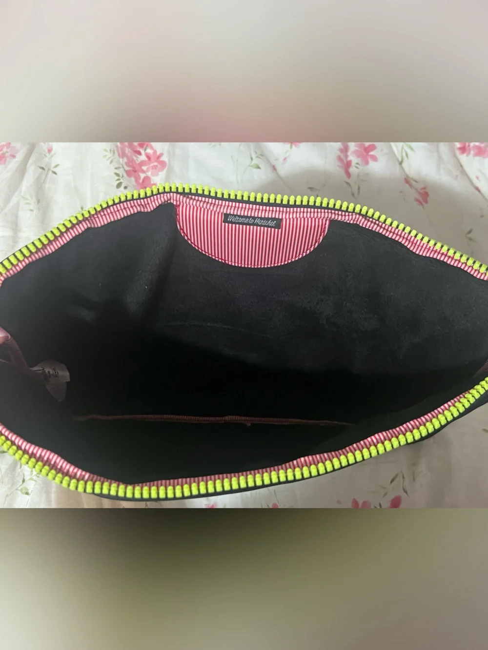 Herschel Black Laptop Sleeve with Neon Green Zip